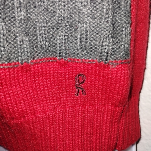 ROBERTA DI CAMERINO Sweater Vest Red Gray Flower Embroidery sz XS - Picture 7 of 16